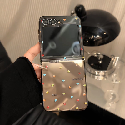 适用三星GalaxyZFLIP6直边折叠手机壳新款防摔ZFLIP5折叠屏保护套ZFLIP3超薄全包w24flip彩色爱心波点