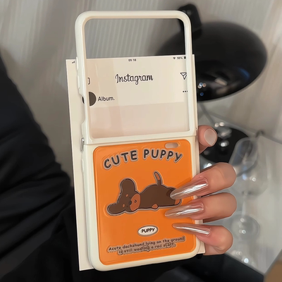 适用华为荣耀MagicVflip奶油手机壳新款防摔折叠屏软壳MagicVflip2翻盖卡通保护套透明超薄全包趴趴腊肠狗