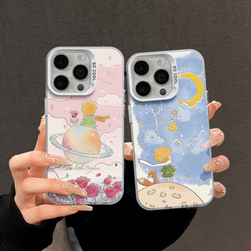玫瑰小王子适用苹果15pro手机壳iphone14可爱小米10创意卡通vivo红米k70磨砂彩银保护套30防摔华为mate