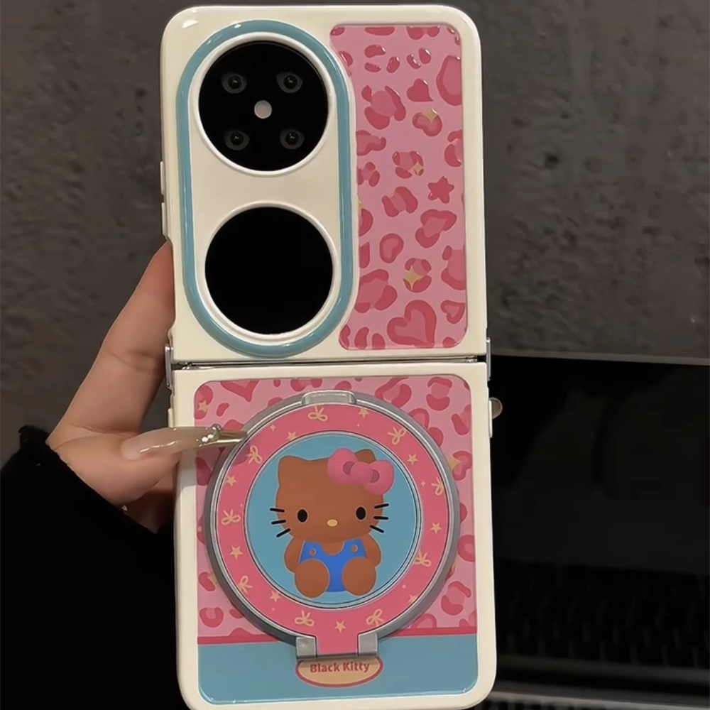 ins风可爱适用华为pocket2折叠奶油手机壳新款折叠屏保护套P50POCKET超薄pocketS全包防摔闪星豹纹