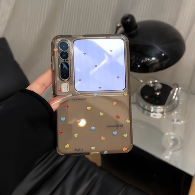 彩色爱心波点适用vivo直边小米mixflip简约oppofindn2/3创意华为pocket2可爱三星zflip6折叠屏purax手机壳