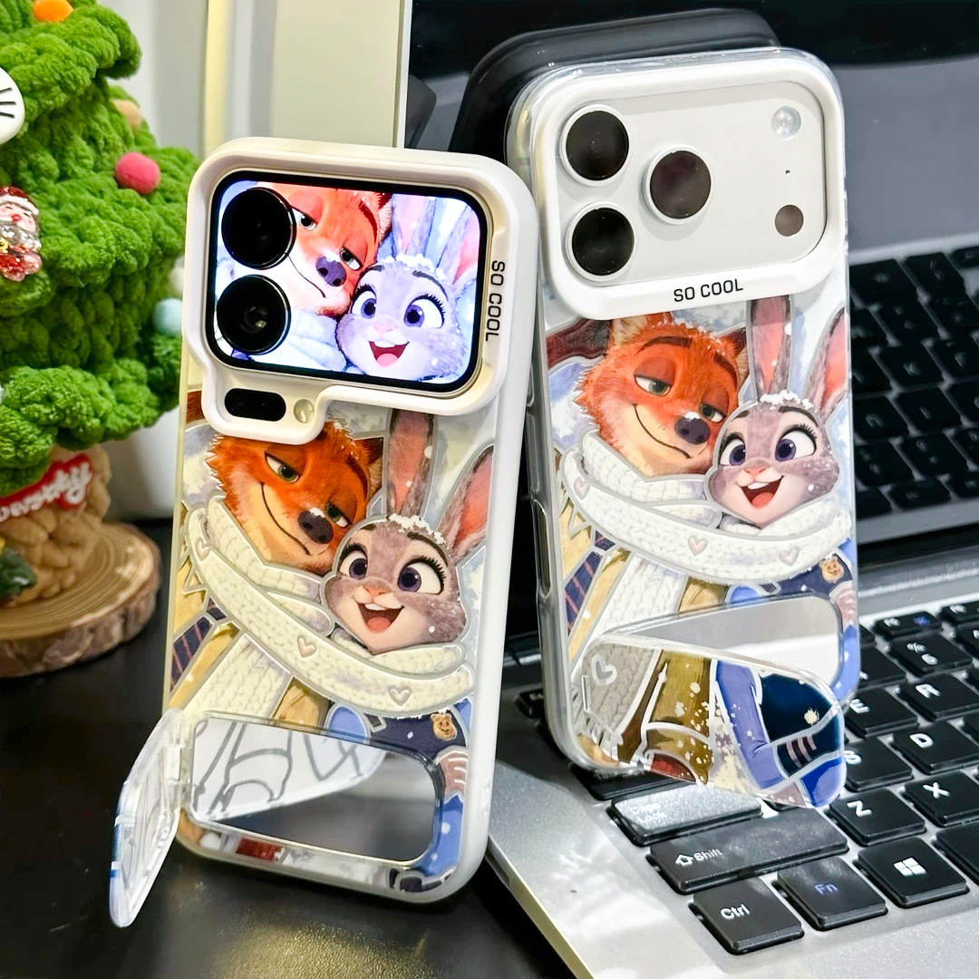 雪地尼克狐朱迪适用苹果17pro磨砂彩银手机壳iphone16可爱小米17全包卡通vivo红米k保护套防摔华为mate70