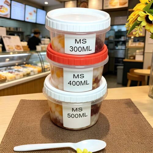 一次性PP5加厚带盖甜品碗防漏