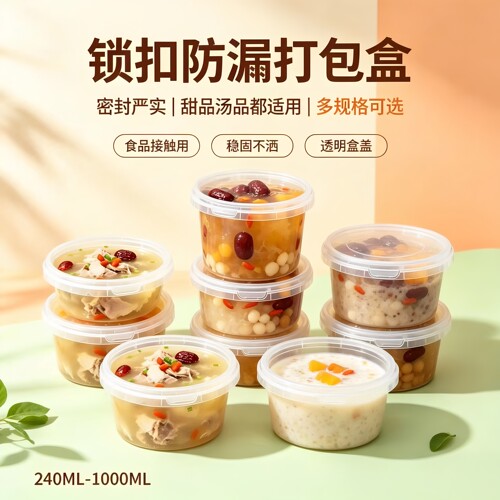 塑料圆形一次性食品外卖餐盒