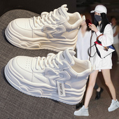 女2026春季 新款 爆款 真皮高帮小白鞋 厚底增高小个子运动休闲老爹鞋