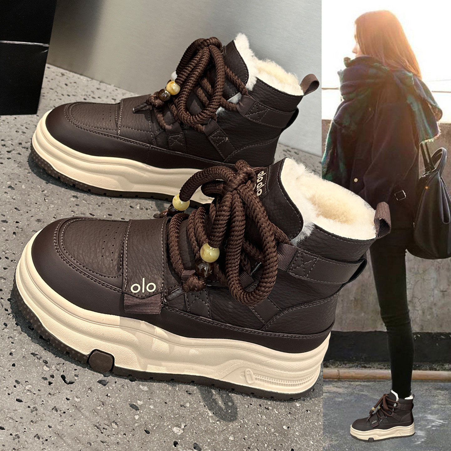 冬季复古真皮加绒加厚雪地靴女鞋2025新款保暖厚底防滑高帮马丁靴