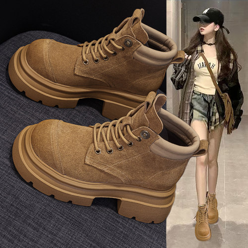 真皮复古马丁靴女英伦风大头短靴