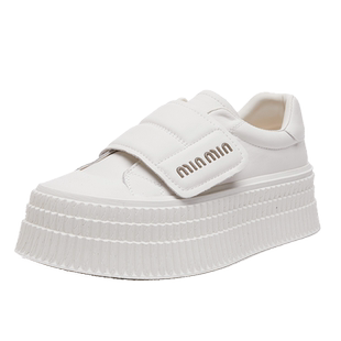 魔术贴小白鞋女2026春季新款爆款超火厚底增高运动休闲饼干板鞋子