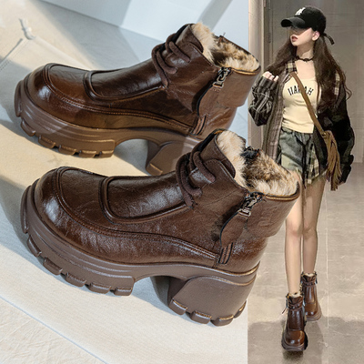 加绒保暖马丁靴女厚底短靴雪地靴