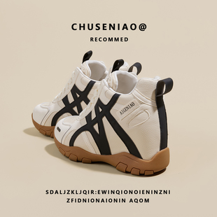 加绒坡跟9cm休闲阿甘鞋 爆款 女2025秋冬新款 超火真皮内增高德训鞋