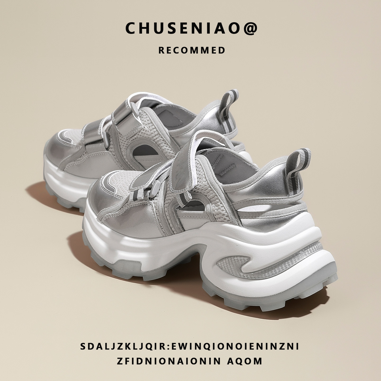 魔术贴包头镂空运动凉鞋女款外穿2026夏季新款爆款厚底增高老爹鞋