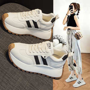 内增高华夫阿甘鞋女款2025春季新款爆款厚底松糕运动休闲老爹鞋子