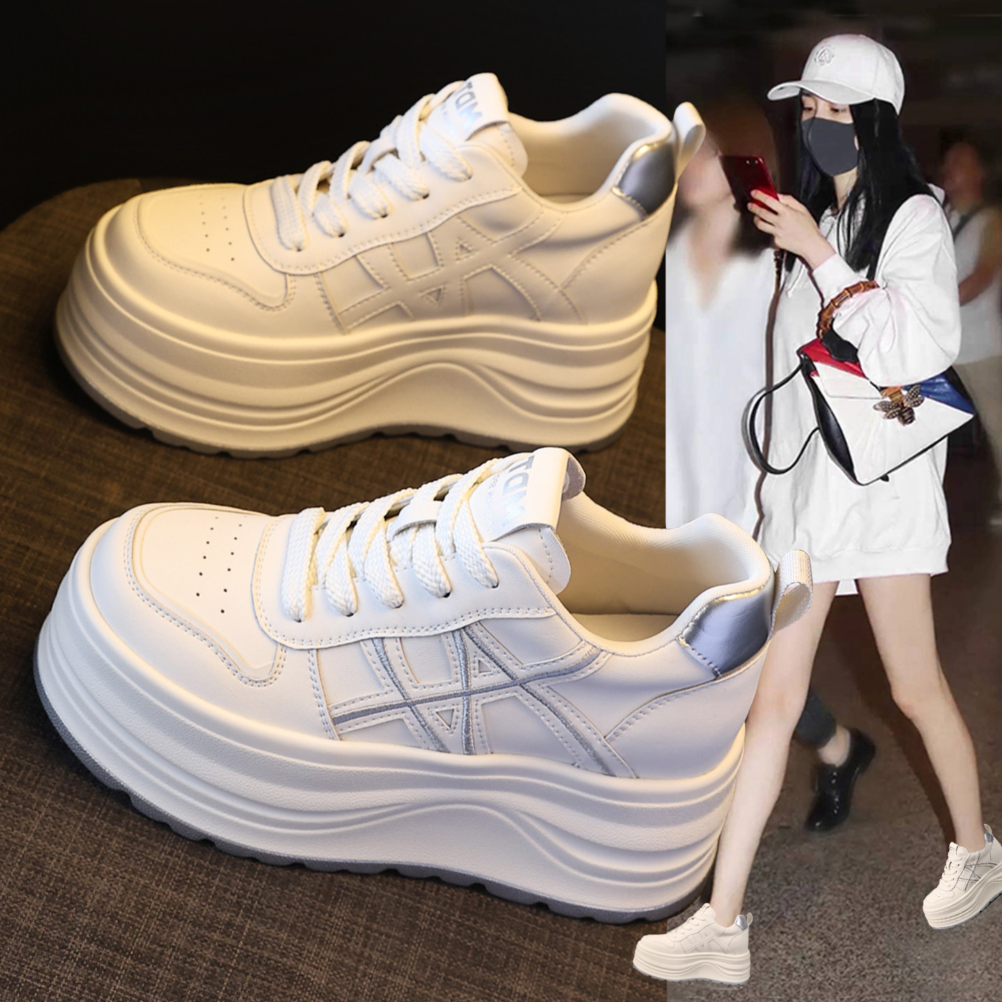 超火内增高小白鞋女款鞋子2026春季新款洋气厚底显脚小轻便休闲鞋