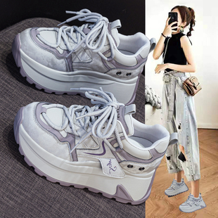 秋冬超火厚底加绒老爹鞋女2025新款爆款内增高小个子运动休闲棉鞋