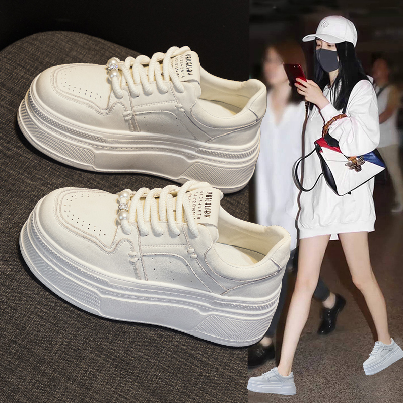 真皮小白鞋女厚底增高运动休闲鞋