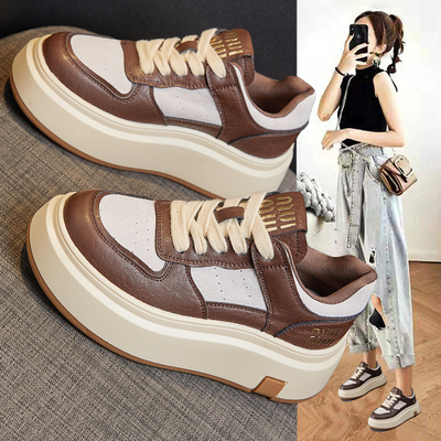 真皮复古小白鞋女加绒厚底运动鞋