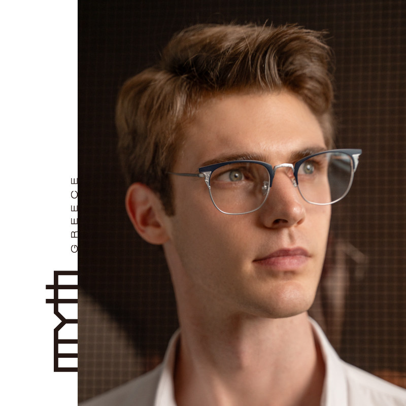 希腊潮流钛合金方框眼镜复古精雕文青范可配度数近视镜架MO1819