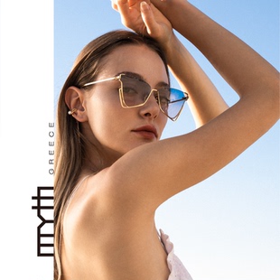 新潮时尚 半框墨镜高级感ins遮阳太阳镜MS2108 多边形太阳镜个性