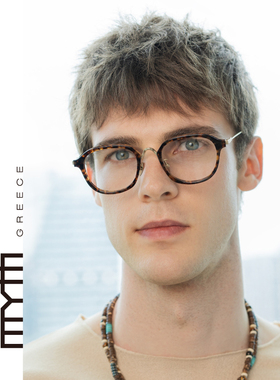 MYTH希腊轻时尚椭圆眼镜框粗板材细金属美学融合设计镜架MO2301