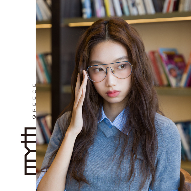 希腊独特圆款镂空双梁大框眼镜