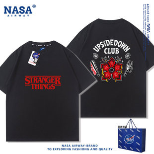 NASA AW美剧怪奇物语周边图案男女纯棉短袖T恤夏季半袖上衣服新款