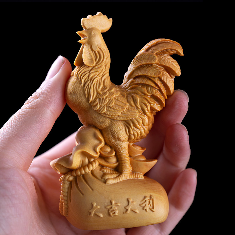 乐清黄杨木生肖鸡手把件动物手