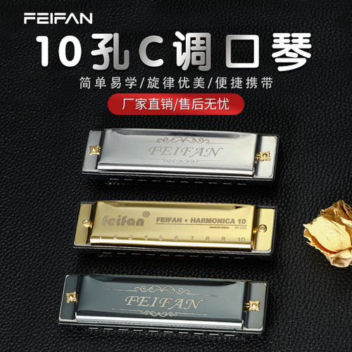 FEIFAN飞繁老师推荐10孔C调布鲁斯口琴儿童益智初学者学生演奏