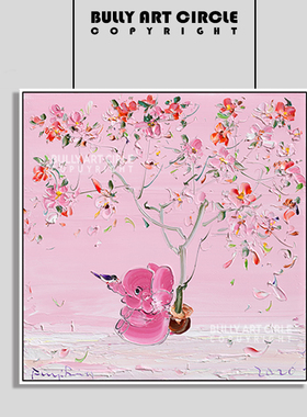 现代高级感小象版画樱语珍藏挂画