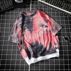 Tie dyed short sleeve t-shirt men's summer loose and versatile top youth high end half sleeve