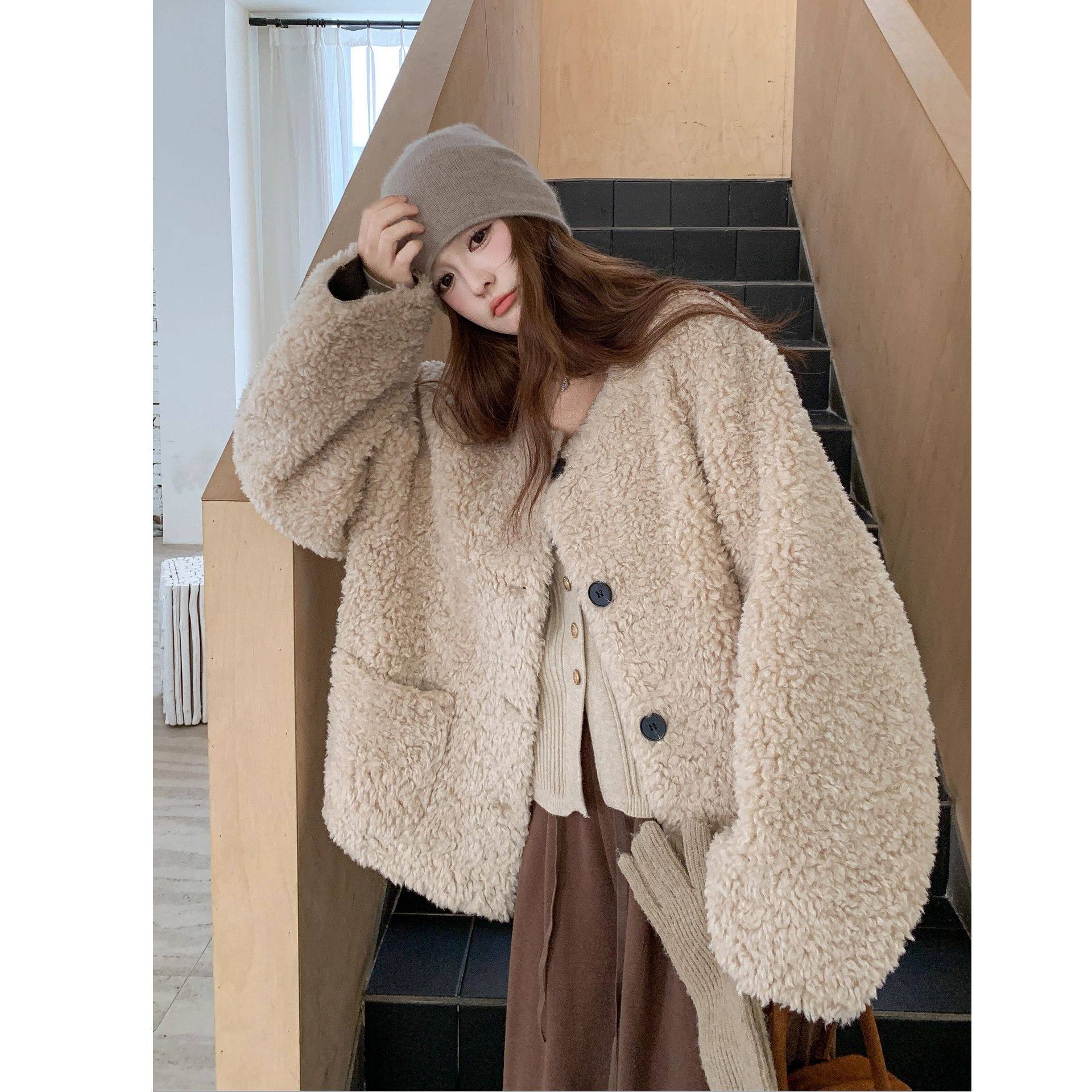 羊羔绒复古穿搭开衫外套女秋冬新款慵懒风宽松显瘦毛绒绒保暖上衣,女装/女士精品,毛呢外套,淘宝优惠券,粉丝福利购,淘宝优惠卷