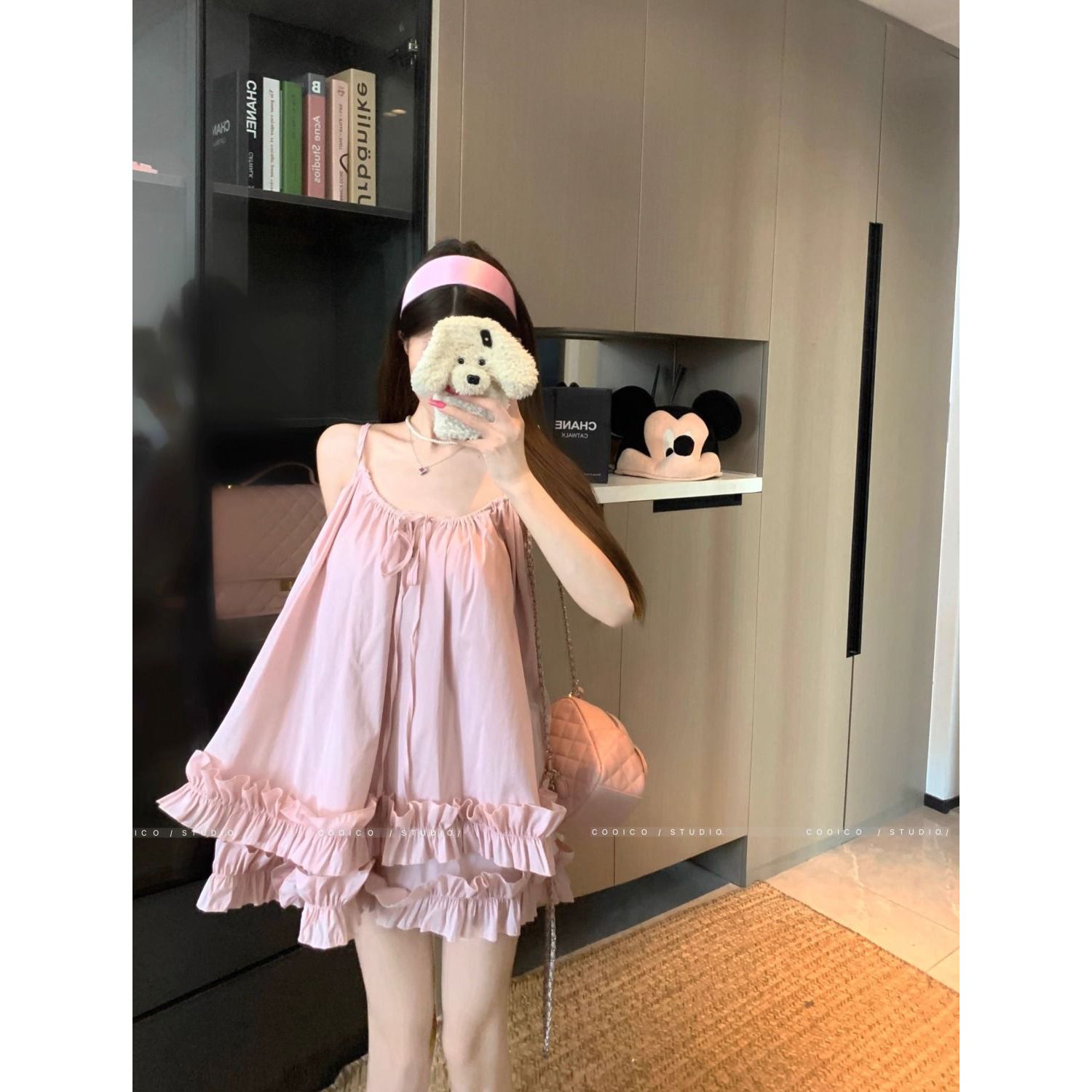 2025新款法式甜美粉色吊带连衣裙