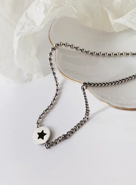 钛钢圆牌五角星项链中国风潮流爆款简约时尚网红硬币百搭