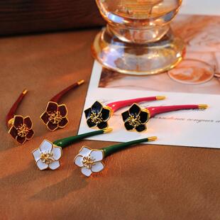 个性独特潮流牛油果绿长款珐琅雕塑花形耳钉耳饰欧美简约高级耳环