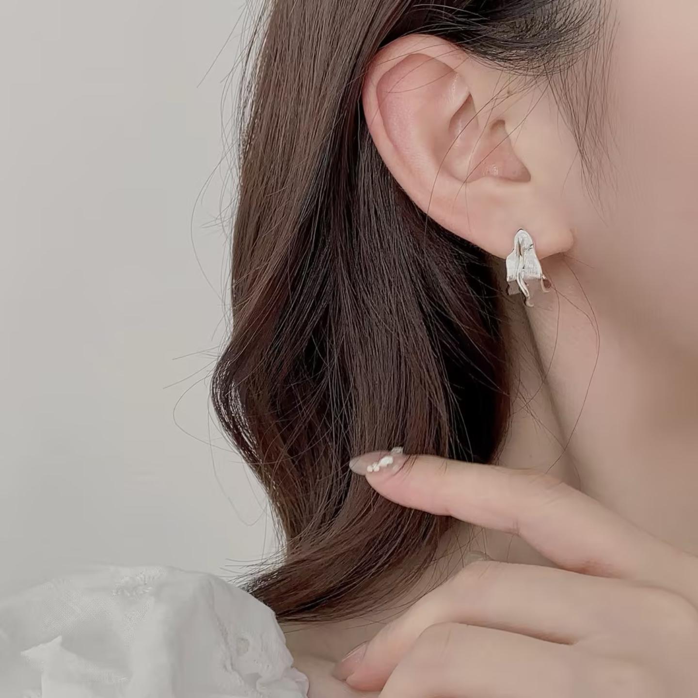不规则锡纸纹理纯银耳钉女欧美