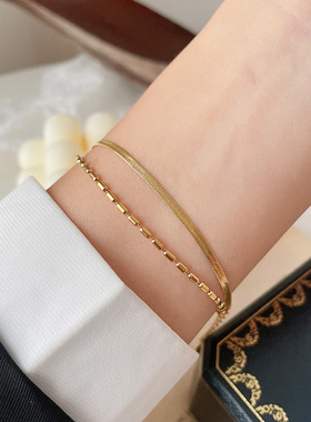 双层蛇骨简约冷淡风格手链女ins个性时尚潮人设计气质网红