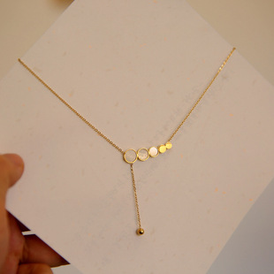 2023新款贝母项链女钢项链欧美时尚黄金色ins潮简约冷淡风锁骨链