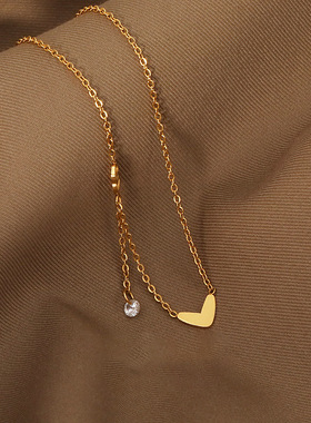 韩版2024年新款流苏爱心锁骨链ins冷淡风潮装饰锁骨链气质毛衣链