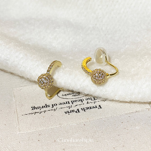 转运珠镶锆石蚊香盘耳夹无洞高级感小众复古方圆脸轻奢耳饰耳环女