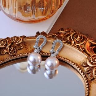 新款爆款925银针珠珠耳钉高级感气质大珠珠耳饰女法式耳环