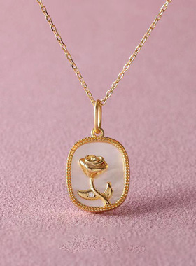 法式轻奢复古白贝母玫瑰花朵项链气质高级小众日常百搭锁骨链