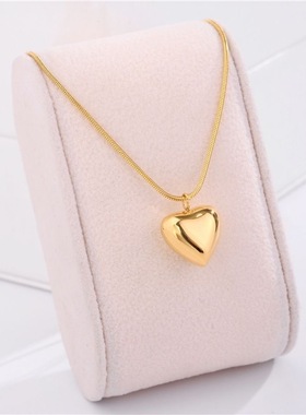 日韩新款钛钢桃心女项链锁骨链欧美 ins风冷淡风简约气质爱心吊坠