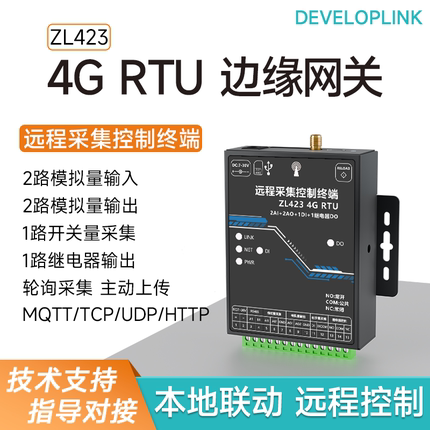 4G RTU模拟量对传4-20ma输入输出AO跟随AI Modbus远程传输ZL423