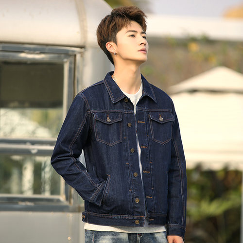 高端帅气牛仔外套男潮春秋季修身