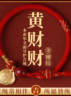 金刚结本命年手绳马年手工编织绳守护红绳手链男女款财神朱砂手串