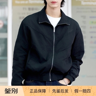 褶皱尼龙男士 新款 黑色YSL夹克外套 LAURENT圣罗兰 国内现货SAINT