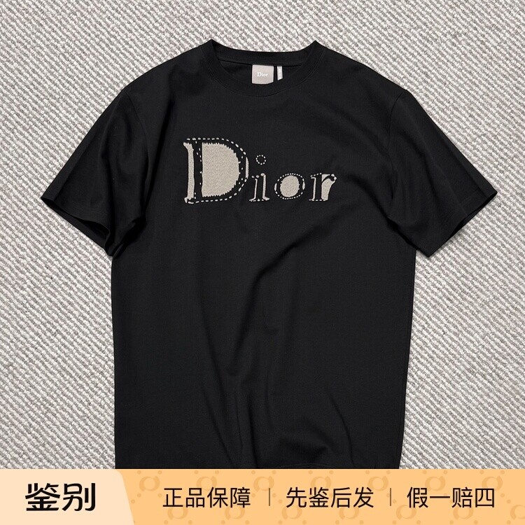 国内现货DIOR迪奥春夏新款胸前字母刺绣logo宽松版型男士短袖T恤