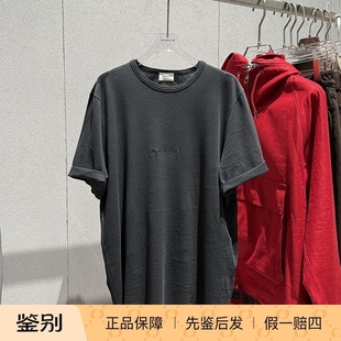 T恤 logo刺绣YSL圆领褪色黑短袖 国内现货SAINT LAURENT圣罗兰新款