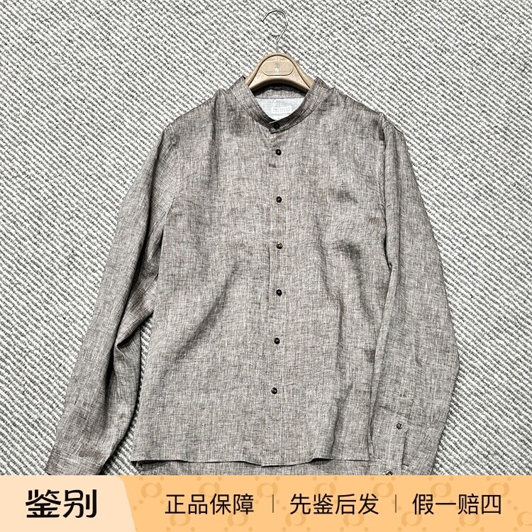 国内现货Brunello Cucinelli 25春夏新款亚麻圆领男士BC衬衫折扣