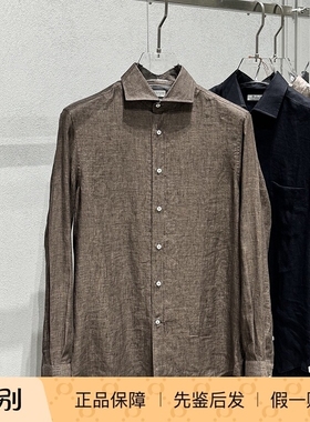 国内现货Brunello Cucinelli 25春夏新款亚麻纯色男士BC衬衫折扣