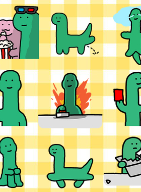 可爱网红joguman绿色小恐龙手帐防水ipad笔记本水杯手机壳贴纸